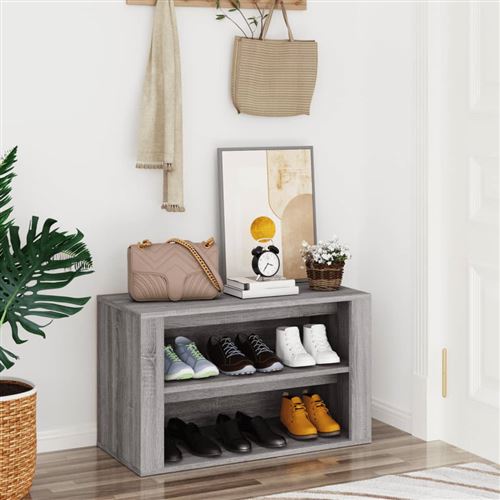 vidaXL - Meuble à chaussures - 75x35x45 cm - Gris - Image 3
