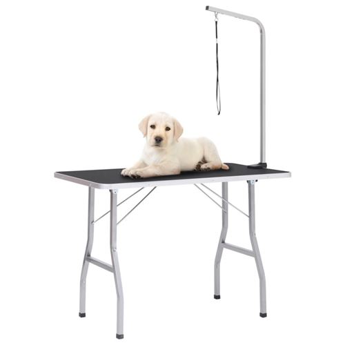 Non Communiqué Noir Table De Toilettage Réglable Pour Chiens Avec 1 Boucle - Image 1