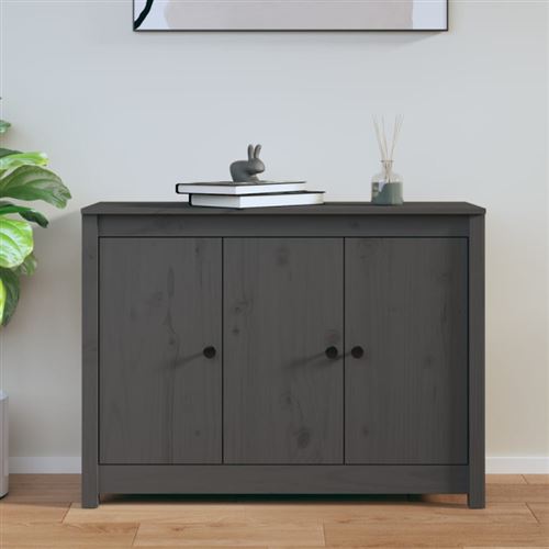 Non Communiqué Gris Buffet 100X35x74 Cm Bois Massif De Pin