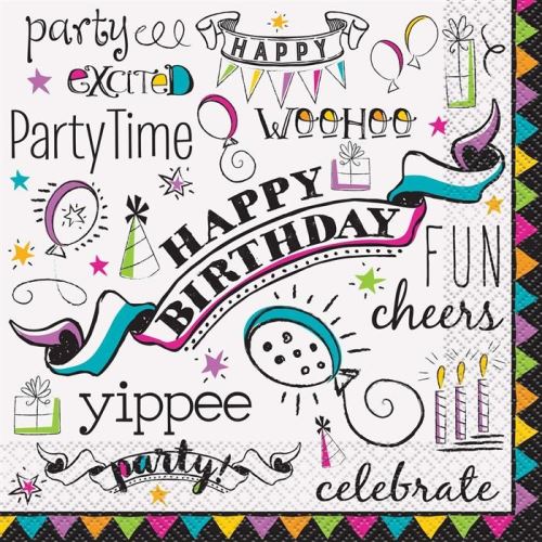 Haza Original serviettes d'anniversaire 33 cm 16 pièces