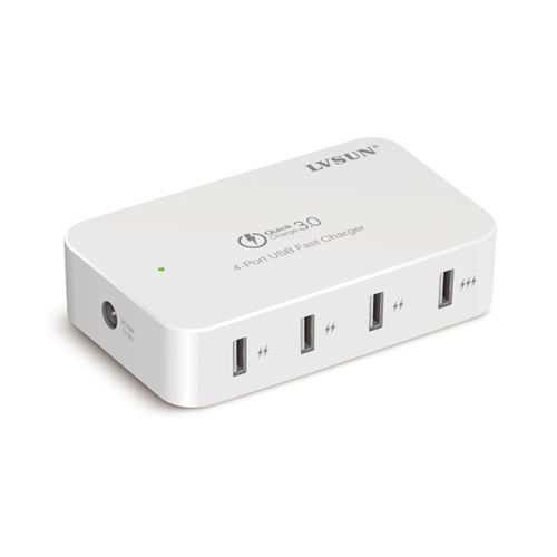 Station de Recharge Intelligente 4 Ports USB 60 Watts avec Recharge Rapide QC 3.0 (Noir)