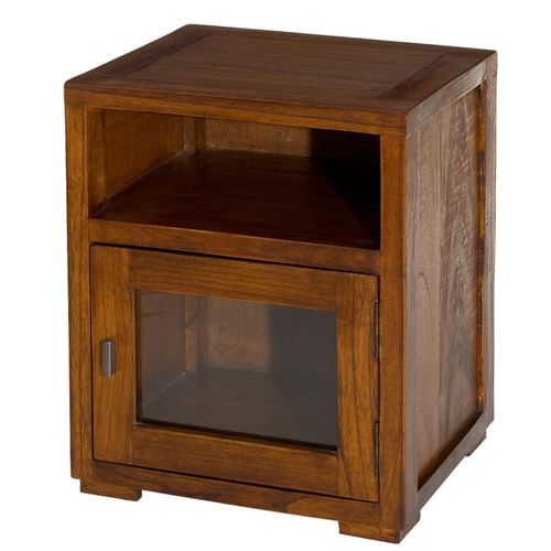 Chevet 1 porte vitrée 1 niche en bois Hauteur 50 cm FREESIA