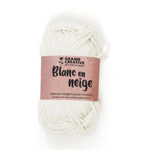 Fil de coton spécial crochet et amigurumi 55 m - blanc - Graine Créative