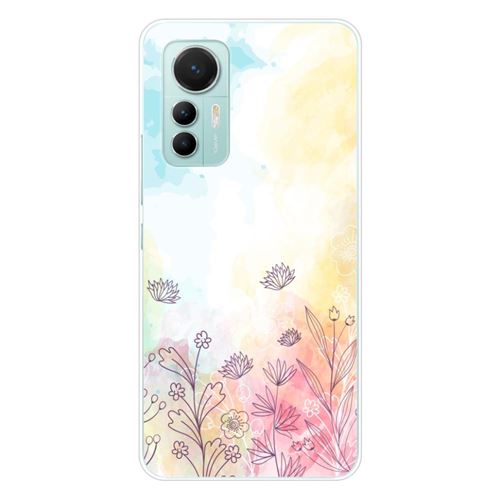 Coque en silicone imprimée compatible Xiaomi Mi 12 Lite Watercolor flowers