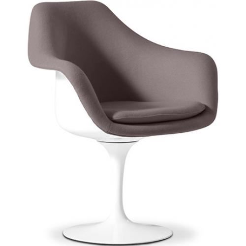 Myfaktory - Fauteuil tulipe - tissu - blanc gris foncé