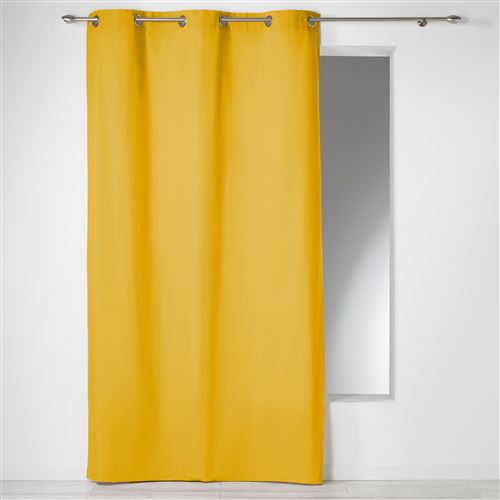 Rideau &agrave; illets 100 % coton Panama - Miel - 140 x 240 cm