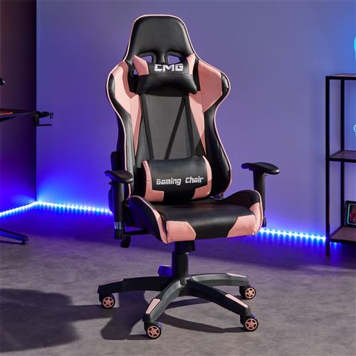Chaise De Bureau Gaming Revetement Synthetique Noir Et Rose Achat Prix Fnac