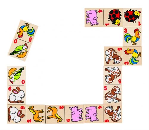Goki jeu de dominos en bois 28 Dierenpièces