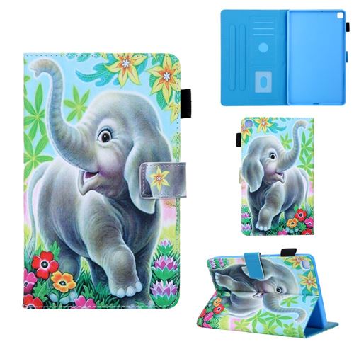 Etui en PU impression de motifs avec support multi-angle et porte-carte bel éléphant pour votre Samsung Galaxy Tab A 8.0 Wi-Fi (2019) SM-T290/T295