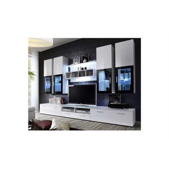 Meuble tv mural design "lyra" 300cm blanc - 1