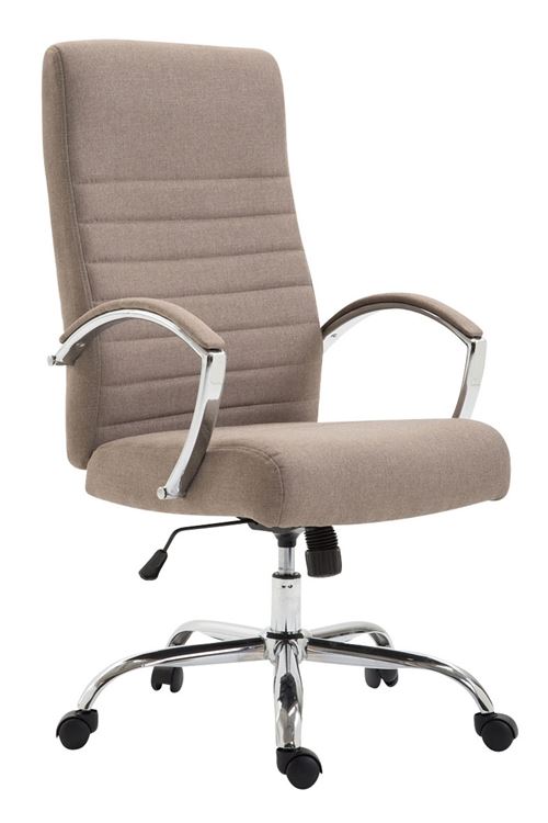 Chaise de Bureau Valais en Tissu avec Piètement Chromé - Couleur Taupe