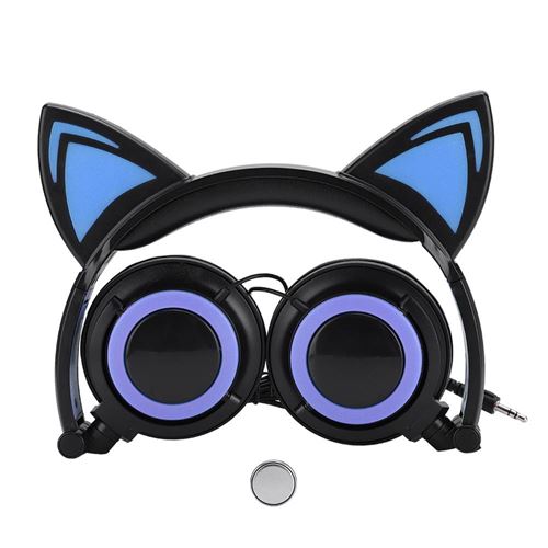 Micro Casque CL107 avec lumière LED USB pour téléphone portable PC (noir et bleu)