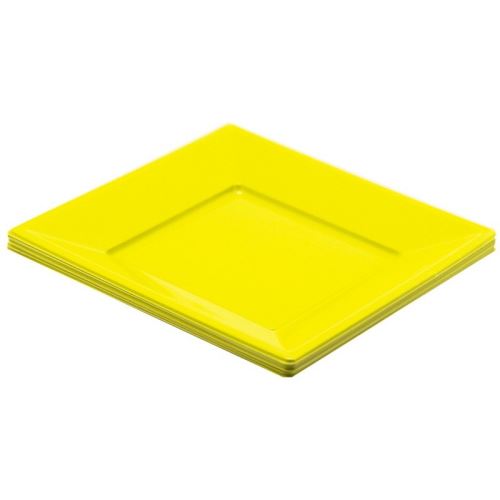 Paris prix - 8 assiettes en plastique canari 23x23cm