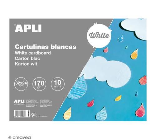 Bloc papier carton Apli - Blanc - 24 x 32 cm - 10 pcs