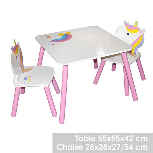 Urban Living - Bureau avec chaise enfant design Licorne - Blanc et rose - Licorne