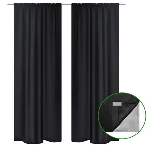vidaXL Rideau occultant 2 pcs Double couche 140 x 175 cm Noir