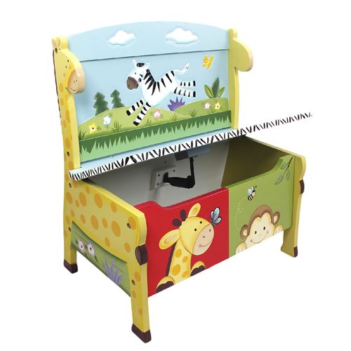 Banc de rangement meuble en bois boîte coffre à jouets jeux enfant mixte W-8266A