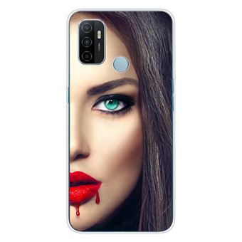 Coque en silicone imprimée compatible Oppo A53S Lèvres Sang - 1