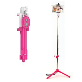 Perche Selfie avec Trepied pour HONOR 9 Lite Smartphone Bluetooth Sans Fil Selfie Stick Android IOS Reglable Telecommande Photo (ROSE) - 1