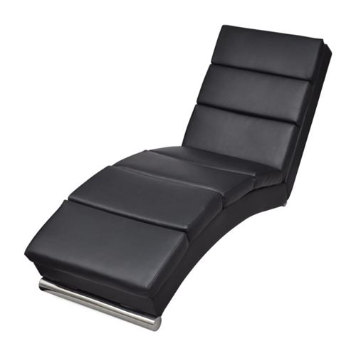VidaXL Chaise longue Cuir synthétique Noir