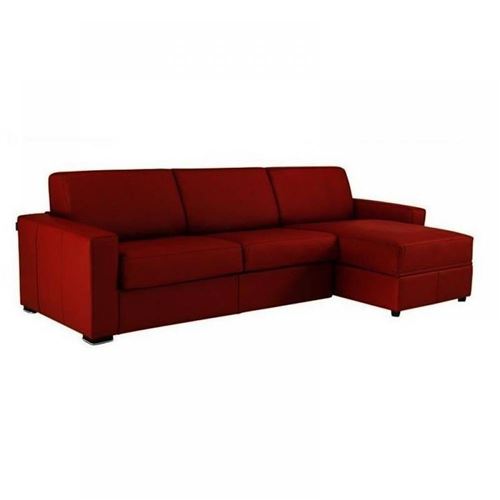 Canapé d'angle DREAMER convertible ouverture EXPRESS 140cm CUIR VACHETTE bordeaux