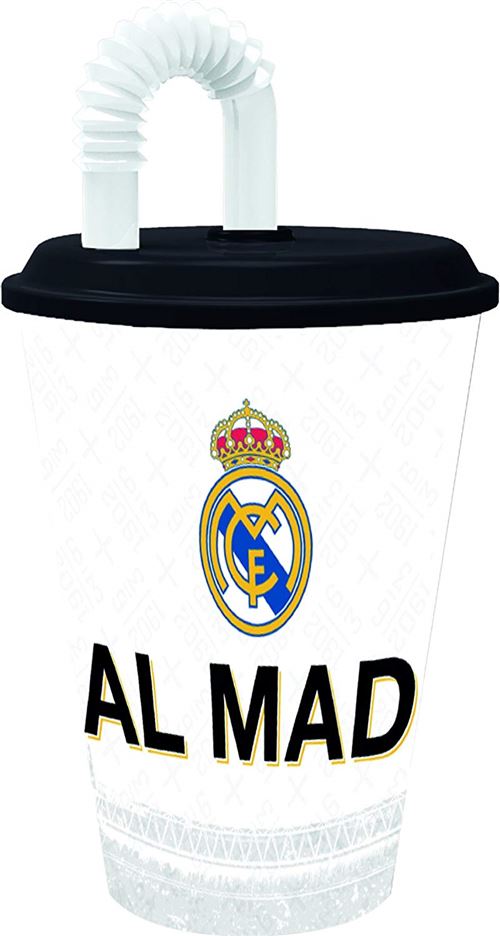 Real madrid, la tige de verre. paille verre. produit en matière plastique. pas bpa. capacité 430 millilitres
