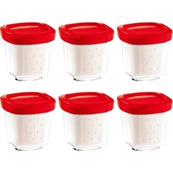 Seb - xf100501 6 pots yaourt avec égouttoir pour les yaourtières