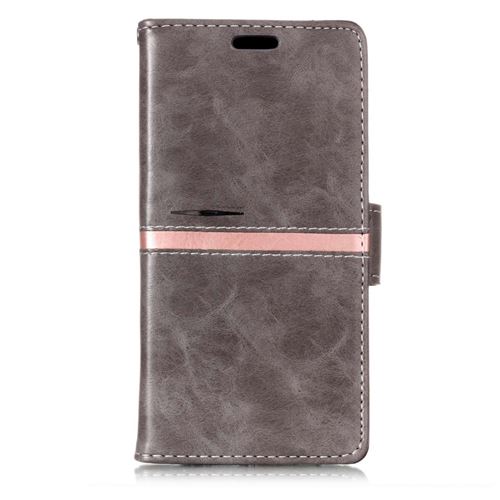 Etui en PU piqûre gris pour votre Samsung Galaxy S9 SM-G960
