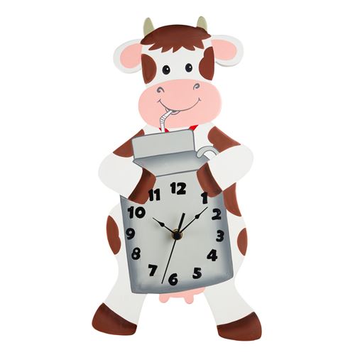 Horloge murale en bois pour décoration chambre enfant bébé forme vache Teamson Kids TD-12657A