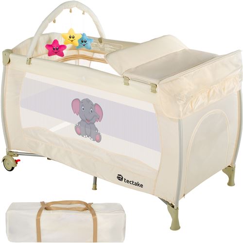 TecTake Lit Parapluie, Lit Bébé Pliant, Lit de Voyage Réglable DODO - beige