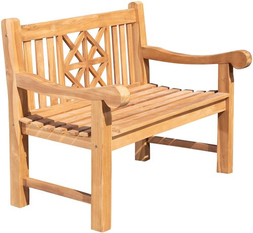 CLP Banc De Jardin en Bois De Teck Robuste Florida | Banc D'Extérieur Résistant Aux Intempéries | Banc De Jardin avec Accoudoirs Et Dossier 120 cm, Teck
