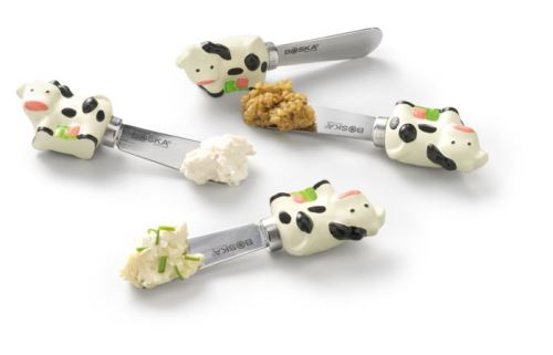 Jeu de 4 couteaux à tartiner en forme de vache 'dutch' - boska
