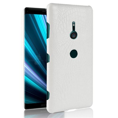 Etui en PU crocodile enduit blanc pour votre Sony Xperia XZ3