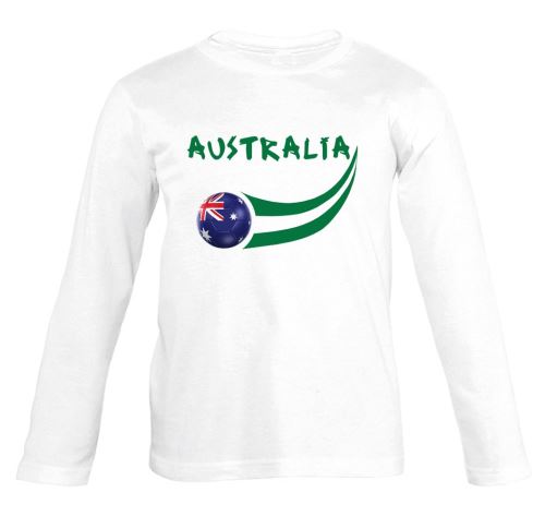 Supportershop Australie T-Shirt Manches Longues Adulte, Blanc, FR : 2XL (Taille Fabricant : XXL)