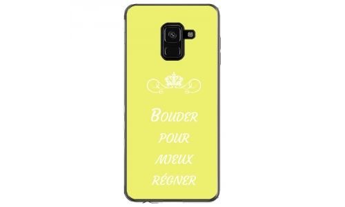 Coque souple pour Samsung Galaxy A8 2018 avec impression Motifs Bouder pour mieux Régner jaune