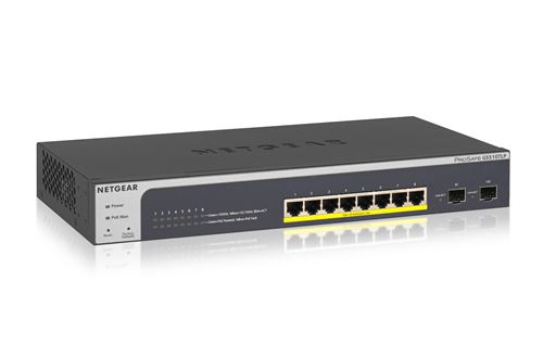 Switch, Commutateur Netgear Gs510tlp Géré L2/l3/l4 Gigabit Ethernet (10/100/1000) Connexion Ethernet, Supportant L'alimentation Via Ce Port (poe) Noir