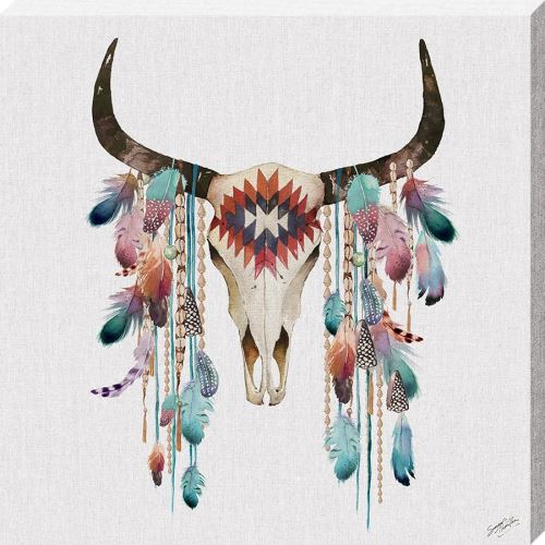 Summer Thornton imprimée Tribal Skull 40 x 40 x 3.8 cm