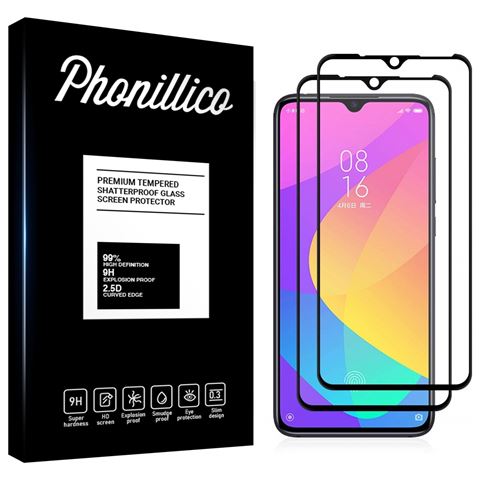 Verre Trempe pour Xiaomi MI 9 LITE [Pack 2] Film Transparent Bord Noir Vitre Protection Ecran [Phonillico®]
