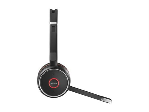 Jabra Evolve 75 MS Stereo - Micro-casque - sur-oreille - Bluetooth - sans fil - Suppresseur de bruit actif - USB - avec support de chargement