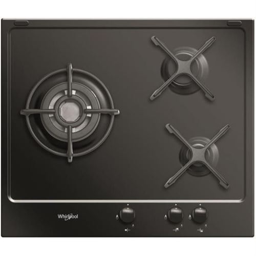 Whirlpool GM6342NB - Table de cuisson au gaz - 3 plaques de cuisson - Niche - largeur : 56 cm - profondeur : 48 cm - noir - noir
