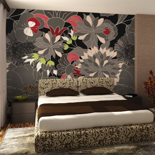 300x231 Papier peint Motifs floraux Fonds et Dessins Stylé motif floral