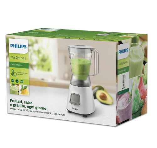 Philips HR2052/00 Blender Daily Basic Blanc 350W 1,2L Bol Plastique 1 Vitesse