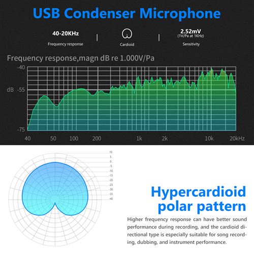 Microphone à Condensateur Kit Studio Enregistrement USB Pour PC Bras  Réglable