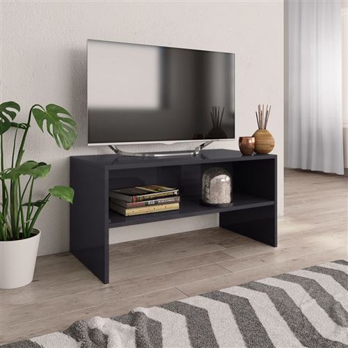 vidaXL Meuble TV Gris brillant 80 x 40 x 40 cm Aggloméré