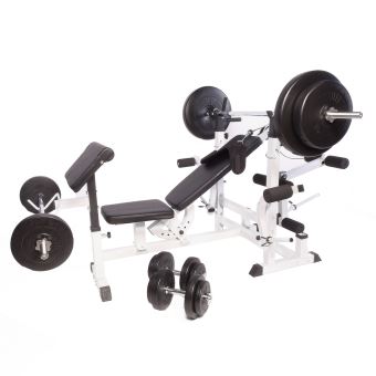 Gorilla Sports Banc De Musculation Universel Gs005 Set Halteres Disques Plastique Et Barres 97 5kg Musculation Achat Prix Fnac