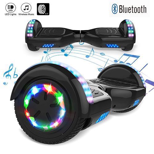 Hoverboard bluetooth 6.5 pouces électrique D'auto-équilibrage roues led light puissance 700W noir avec sac de transport et télécommande
