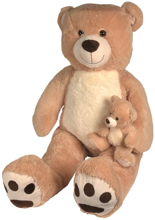 Peluche Mega Ours Beige 1 Metre 80 Avec Son Bebe Sam Xxxl Peluche Geante 180cm Nicotoy Doudou Achat Prix Fnac
