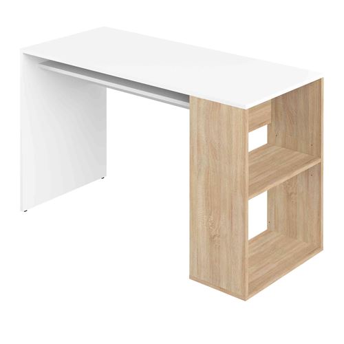 Bureau avec étagères de rangement coloris naturel et blanc - BU6028