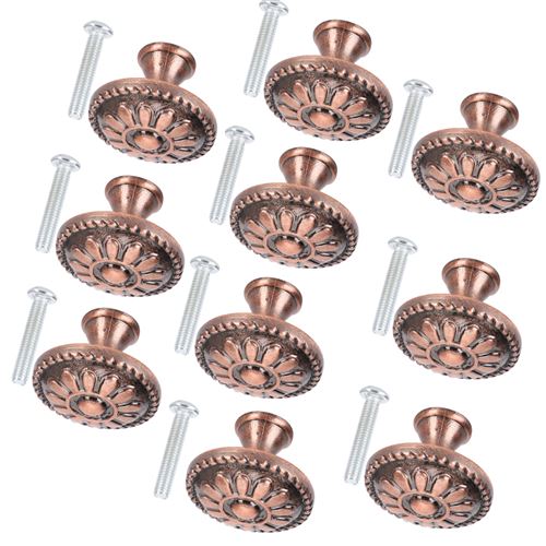 Poignée Ronde d'Armoireen Alliage de Zinc 10Pcs - Bronze Rouge