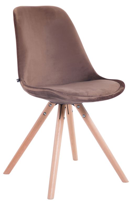 Chaise Toulouse en velours / Piétement Rond , Marron/Nature